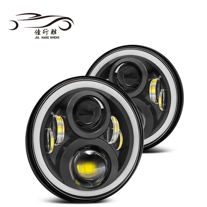 JHS 2X RGB Halo 7-дюймовая светодиодная фара-подключи и работай фара ангельские глазки