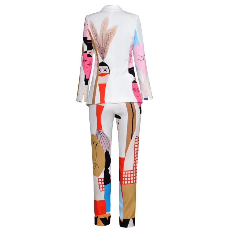 Женский подиумный блейзер с длинным рукавом и принтом из мультфильма комплект