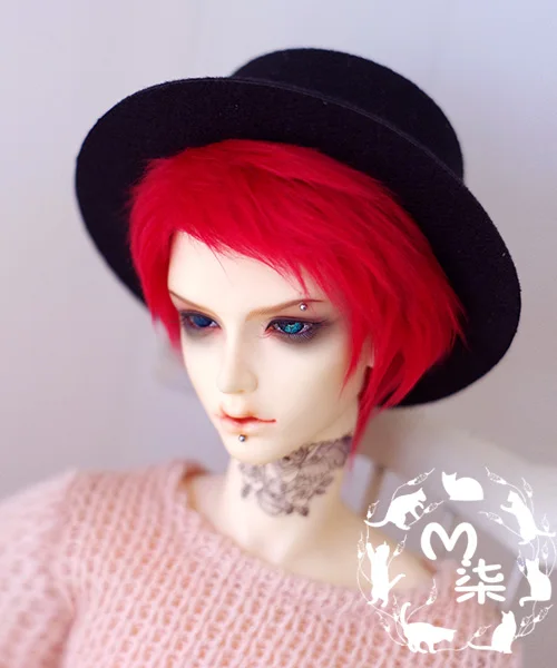 

New 1/3 20-21cm 1/4 18-19cm 1/6 16-17cm 14cm 12cm Handsome Red Short Young Fur Wig BJD SD MSD YOSD Doll Wig