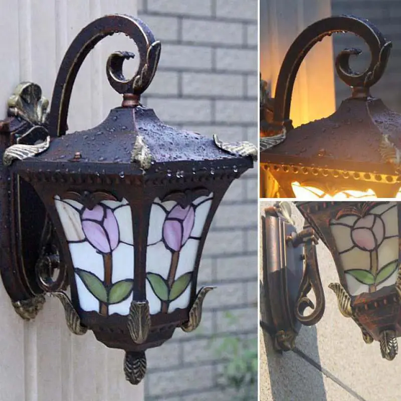 Европейский стиль внутренний двор внешний лампа павильон дверь