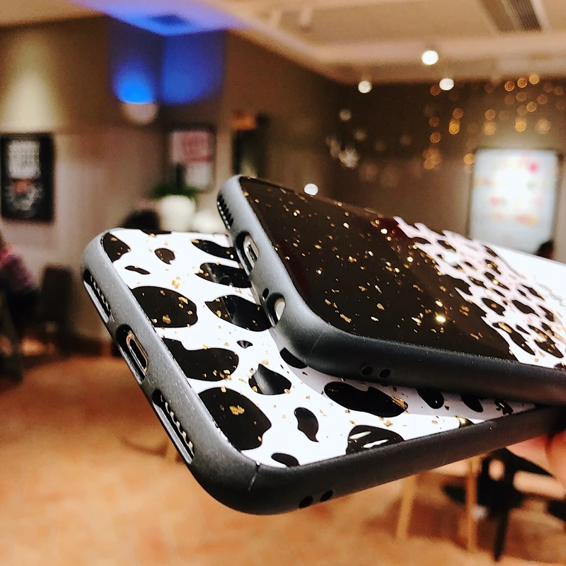 Чехол для iphone X XS XR MAX с золотым блеском и леопардовым узором 6 6s 7 8 9 plus защитный