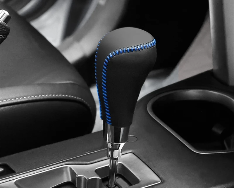 Black blue line Для Toyota RAV4- кожаная центральная консоль переключения передач декоративный рукав ручной тормоз защитный рукав автомобильные аксессуары - Цвет: Black blue line
