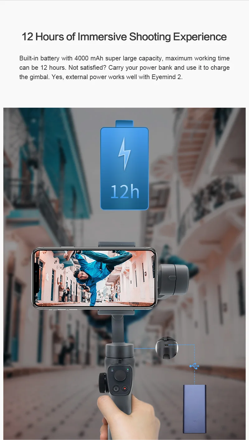 BEYONDSKY EYEMIND 2 3-осевой портативный смартфон шарнирный стабилизатор для камеры GoPro VS Zhiyun Smooth 4 iPhone X 8Plus Android для спортивной экшн-камеры