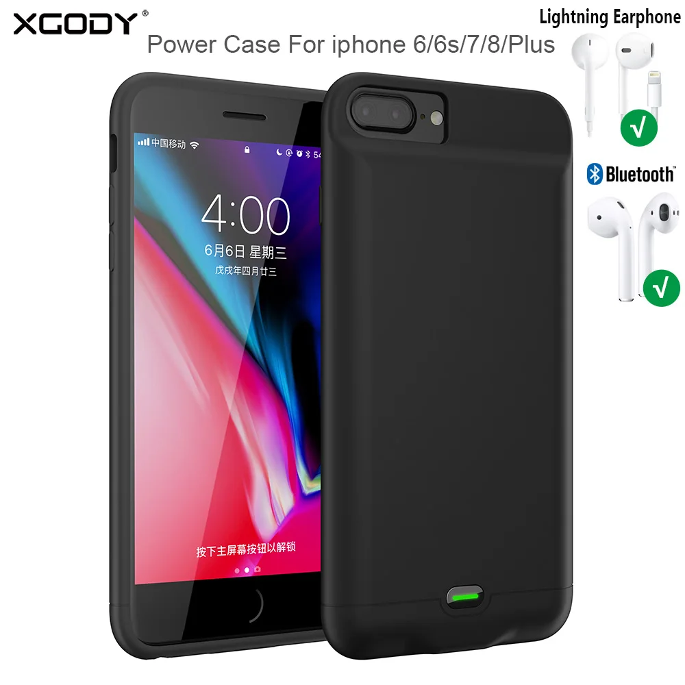 XGODY 5000 мАч чехол для iphone 6 6s 7 8 противоударный внешнего аккумулятора Plus умный аккумулятора|Чехлы с