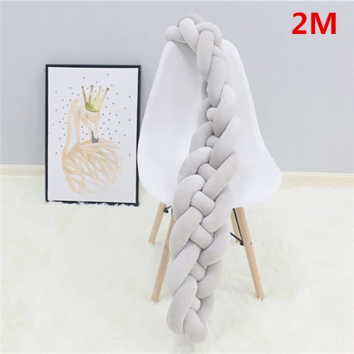 4 tied Grey 2M 1 м/2 м/3 м Детские плетеные Бамперы для кроватки, подушка с узлом, четыре привязанные постельные принадлежности для новорожденных, детская кроватка Dector - Цвет: 4 tied Grey 2M