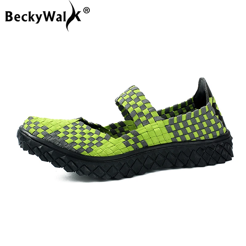 

BeckyWalk Handmade Woven Women Shoes Summer Women Flats Breathable Flat Sneakers Shoes Woman Spring Loafers Ladies Shoes WSH2901