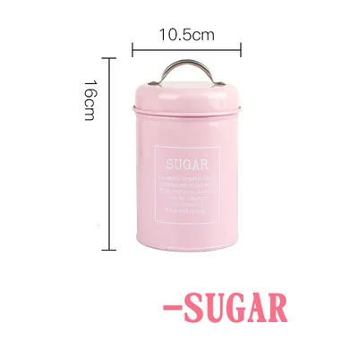 Pink SUGAR Кухонная герметичная железная коробка для чая, кофе, сахара, банки для хранения, Скандинавия, конфеты, круглая металлическая герметичная банка, контейнер для сухого молока, бутылка - Цвет: Pink SUGAR