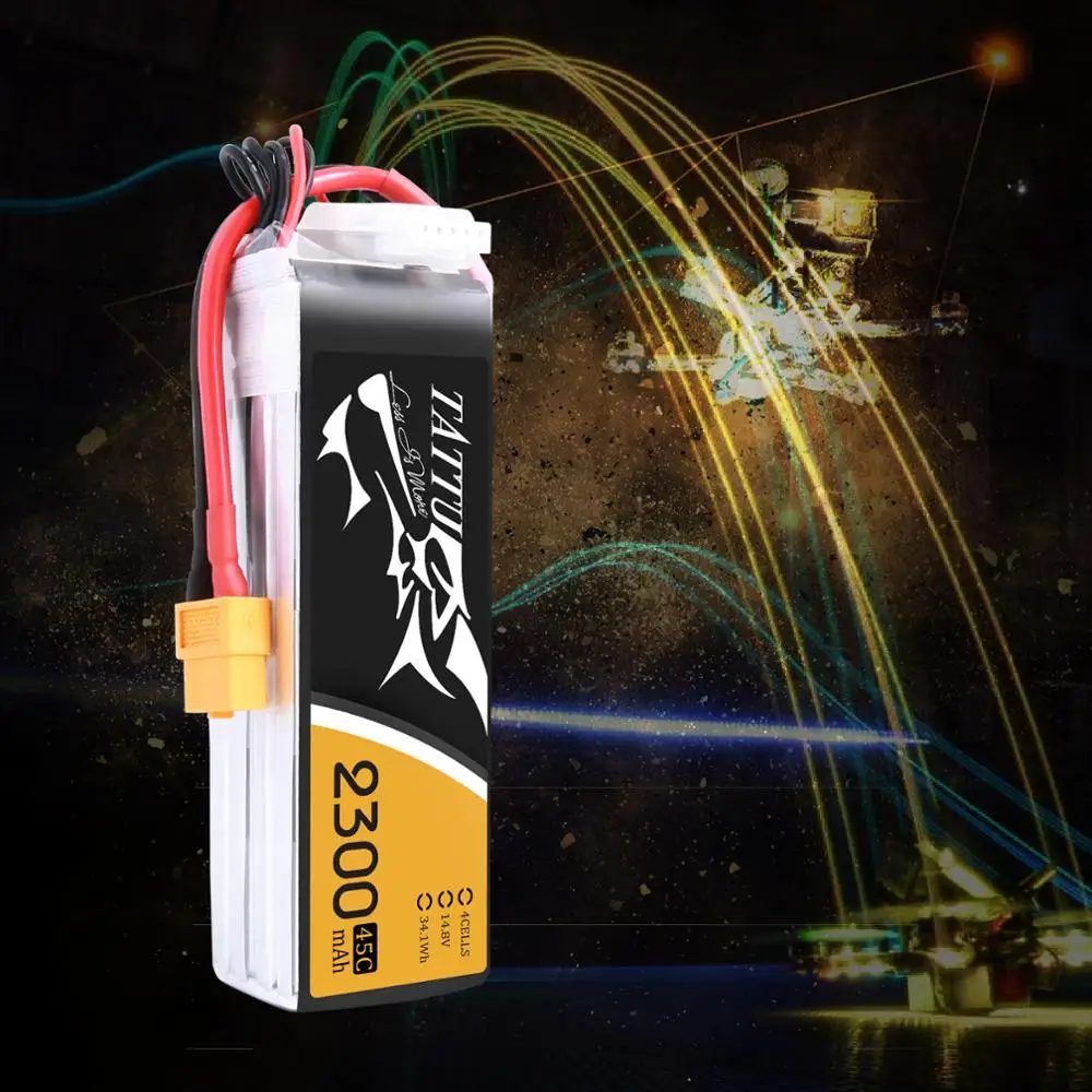 Литий-полимерный аккумулятор tattu 14,8 V Lipo 4S 2300mAh аккумулятор XT60 штекер 45C Lipo Akku FPV Дрон Квадрокоптер рама RC автомобиль вертолет БПЛА