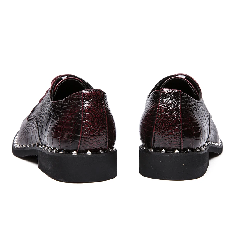 Туфли мужские из мягкой кожи Крокодиловая Кожа тиснение заклепки на шнуровке