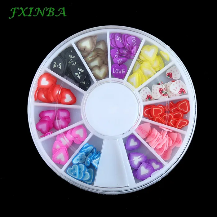 love FXINBA 12 Тип/Набор Мини фимо фрукты Ломтики для поставки слаймов/ногти искусство советы глины искусственные фрукты ломтики Slimes игрушки Lizun DIY - Цвет: love