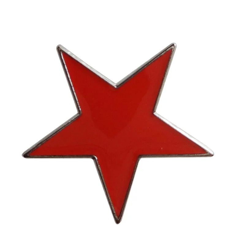 Красный металлический значок со звездой|badge badges|badge pinbadge star |