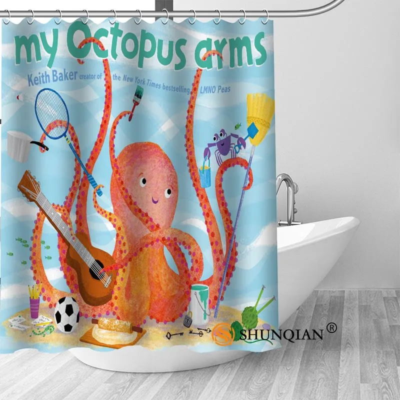 

ShunQian Custom Octopus Fabric Hot Sale Modern Shower Curtain Bathroom 3D Waterproof 12 Hooks For The Bathroom High Quality