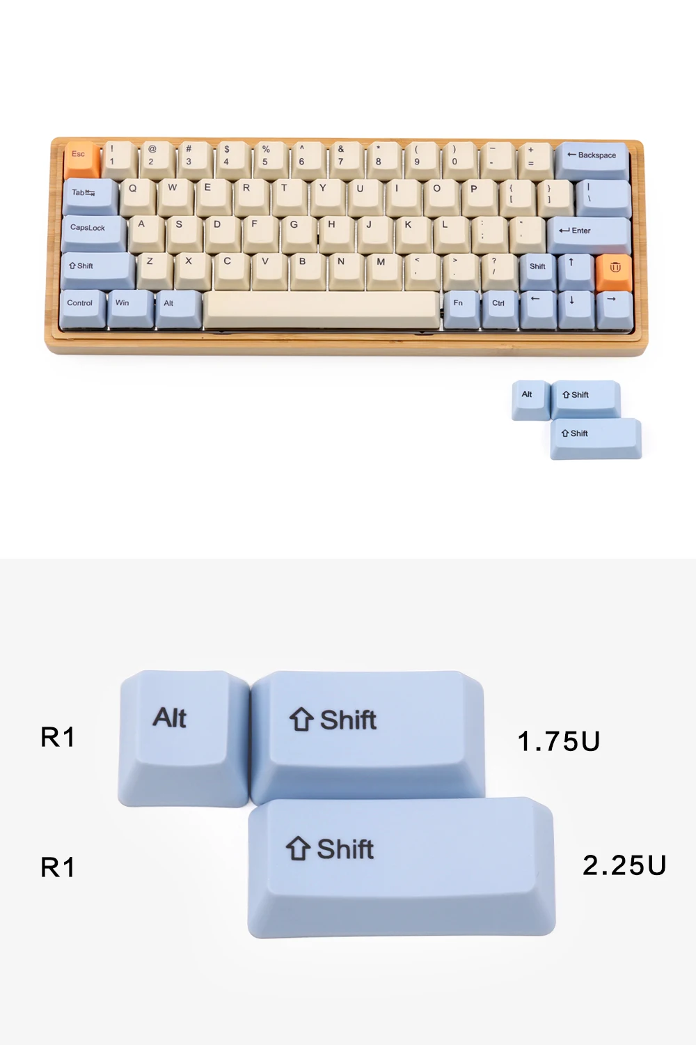 Синий бежевый оранжевый краситель Sub толстый PBT OEM профиль Keycap для dz60 gk64 механический 1,75 сдвиг