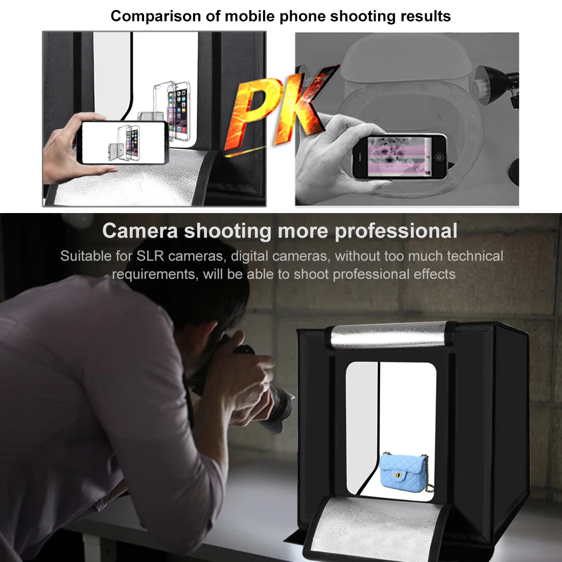 Мини софтбокс PULUZ для фотостудии 40*40 см с европейской вилкой|kit kits|kit ledkit tent |