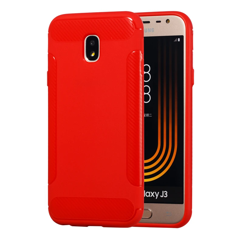 For Cover Samsung Galaxy J3 Case 2017 Anti-Knock Matte Soft Carbon fiber TPU Protective Shell Phone J330 |
