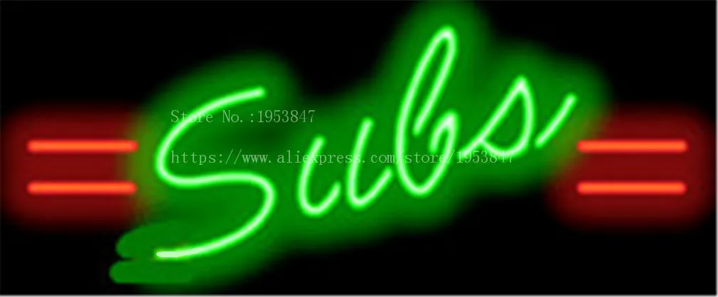 Неоновая вывеска Subs Deli Настоящая стеклянная трубка лампочка для бара украшение