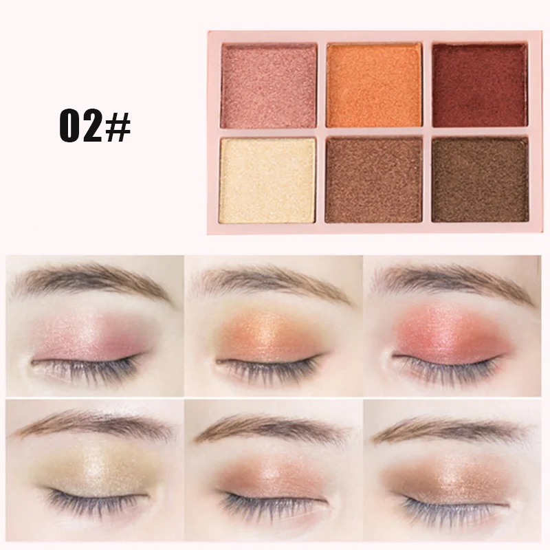 Макияж блестящие и сверкающие Алмазный тени для век Палитра 6 цветов