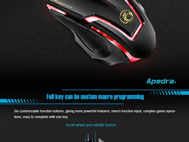 Apedra Bloody A9 Raton Souris игровая оптическая светодиодная Usb 7 Botones Souris Gaming Sans Fil для ноутбука ПК ноутбука Raton Gamer