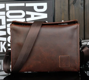 Brown Jonon Винтажный Мужской портфель портфели Офисные сумки деловая сумка мессенджер для мужчин искусственная кожа Crazy Horse Lock коричневый маленький - Цвет: Brown