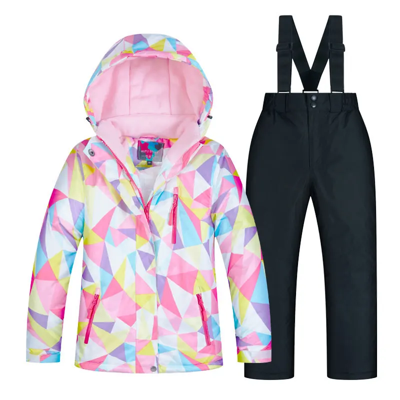 Зимний детский лыжный костюм ветрозащитная флисовая куртка + брюки комбинезон