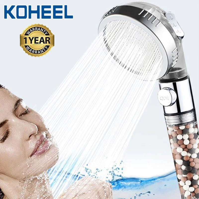 

KOHEEL shower head hand shower adjustable 3 mode high pressure shower head water saving one button to stop water shower heads