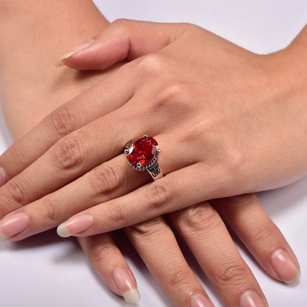 Shiny Garnet 925 Sterling Silver Ring Factory price For Women Size 6 7 8 9 10 11 F1489 | Rings