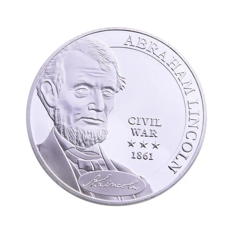 Серебристый Американский Авраам Линкольн Civil War 1861 Сувенирные Монеты Серебряная позолоченная монета коллекция - Цвет: Серебристый