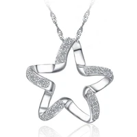 new arrival 925 sterling silver chic pendant necklace girls wedding accessories women funny lucky star shape jewelry