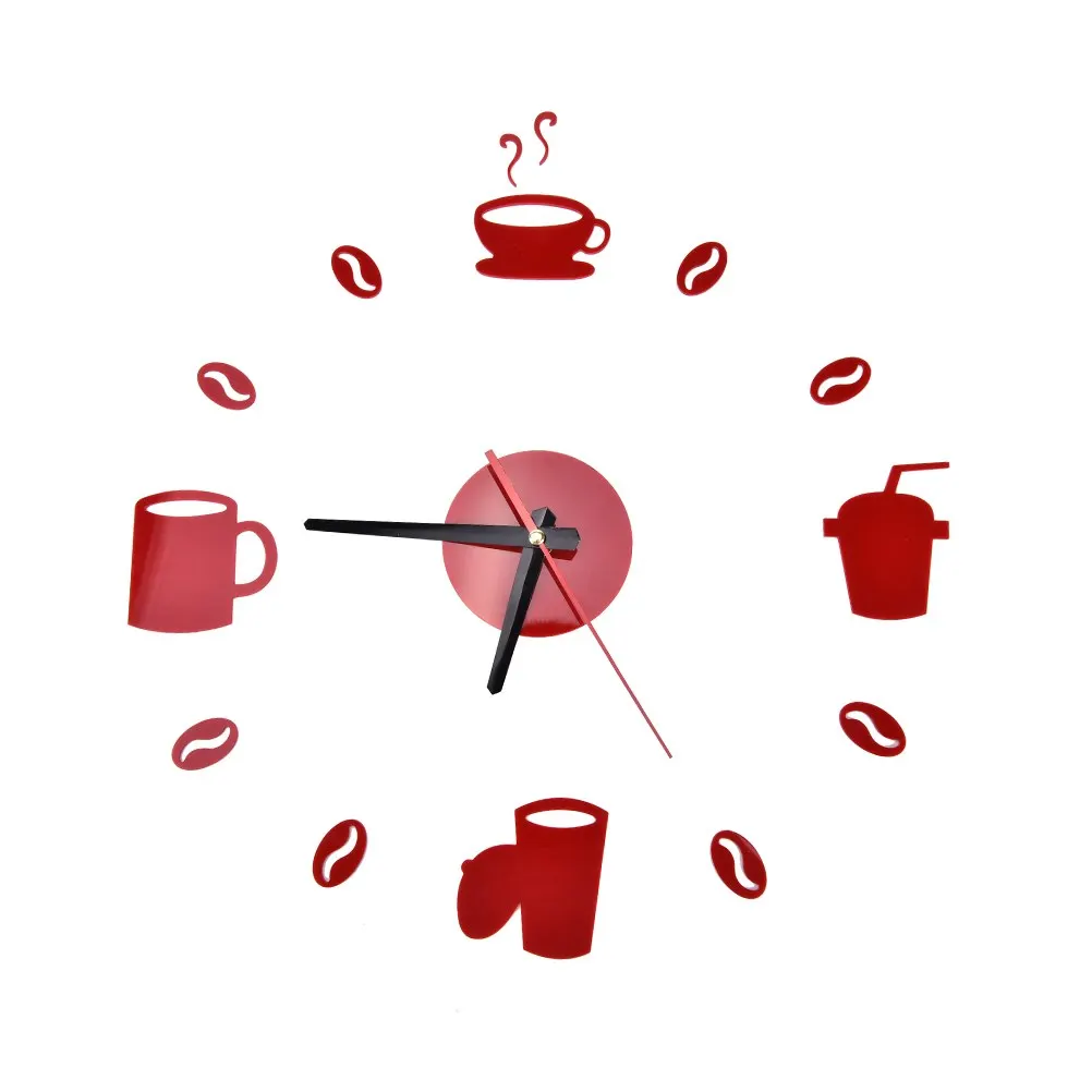 

Wall Coffee Cups Art Mirror Clock Modern Design Wall Sticker For Living Room Wallpapers Home Decoration Decor