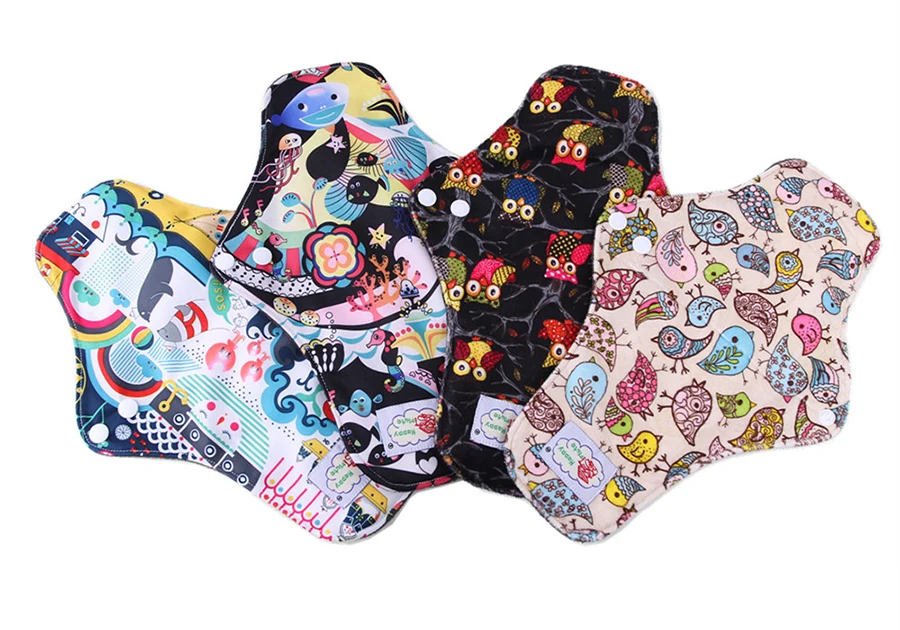 5 шт 1" тяжелый поток бамбуковый уголь тканевая менструальная прокладка мягкий вкладыш гигиеническая прокладка дышащая многоразовая моющийся санитарный салфетка