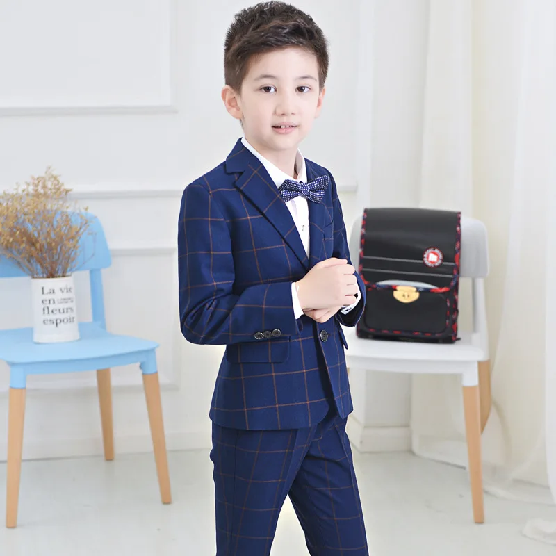 2018 Children Suit Baby Boys Suits Kids Blazer Formal For Weddings Clothes Set Jackets+Shirt+Pants 4pcs 4-14Y |
