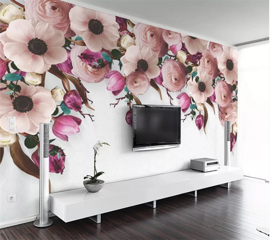 

beibehang papier peint Custom wallpaper 3d photo murals American hand-painted rose flower vine modern TV background wall paper