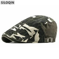 siloqin washed cloth 100 cotton jungle camouflage beret for men and women spring autumn tongue cap adjustable size fishing hat