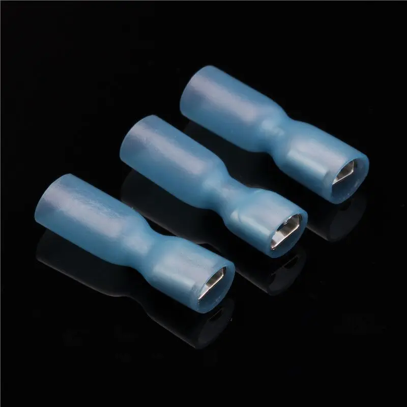 

10Pcs/Set Blue Female Heat Shrink Terminals Set Electrical Wire Cable Insulated Spade Crimp Connectors Kit 16-14 AWG