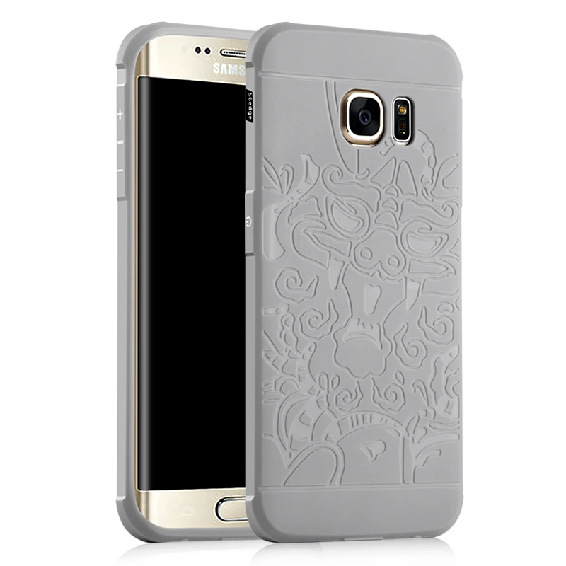 ZIMON 3D Carved Dragon Anti-knock Soft Silicon TPU Shockproof Armor Case Cover for Samsung Galaxy S6 Edge G920F G925F |