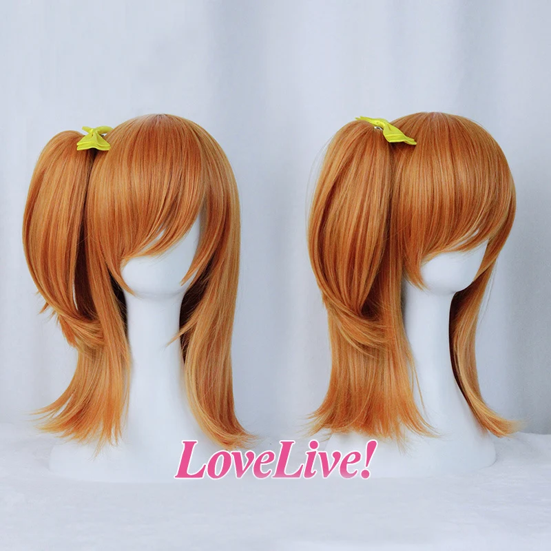 Аниме Love Live! Термостойкий парик для косплея из коротких волос с бантом и