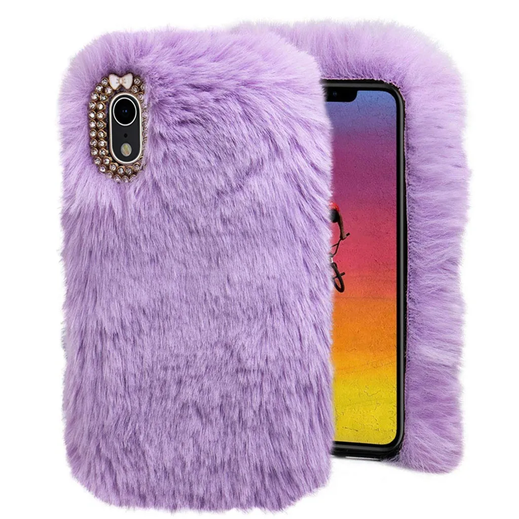 Для iPhone XR 6,1 дюймов чехол для телефона двухрядный плюшевый ударопрочный чехол для мобильного телефона# P3