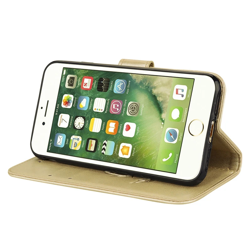 3D чехол книжка с розами для iPhone 7 8 6 6s 5 5S SE кожаный Бумажник телефона X 6S Plus стоячий