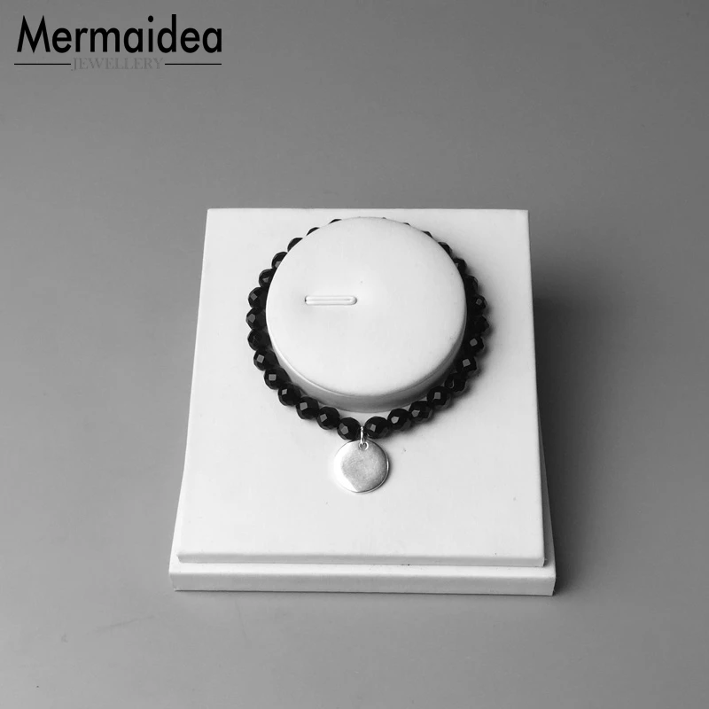 Beaded ID Bracelets with Onyx Beads silver plated Disc 2020 New Fashion Jewelry Trendy Gift for Women Girls | Украшения и