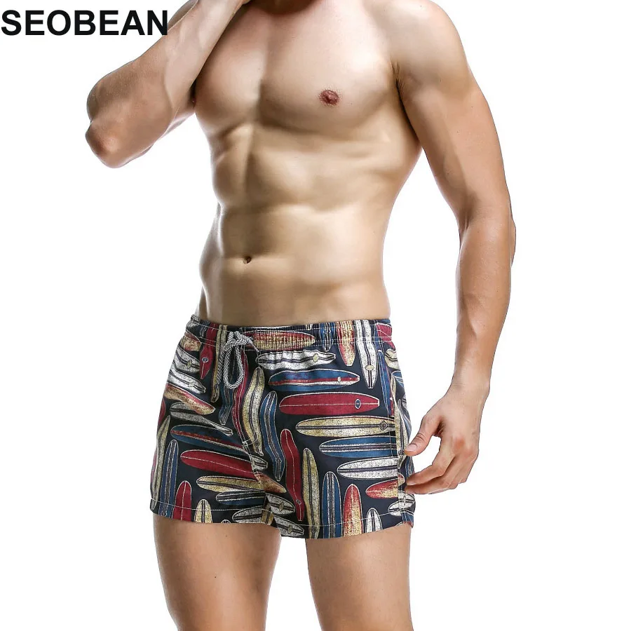 Мужские плавки SEOBEAN с ярко-синими листьями сексуальные шорты для плавания