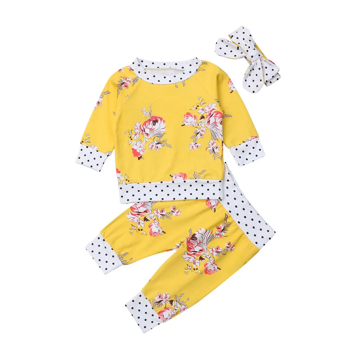 Emmababy 2018 одежда для малышей с цветочным рисунком девочек топы и Толстовка Брюки