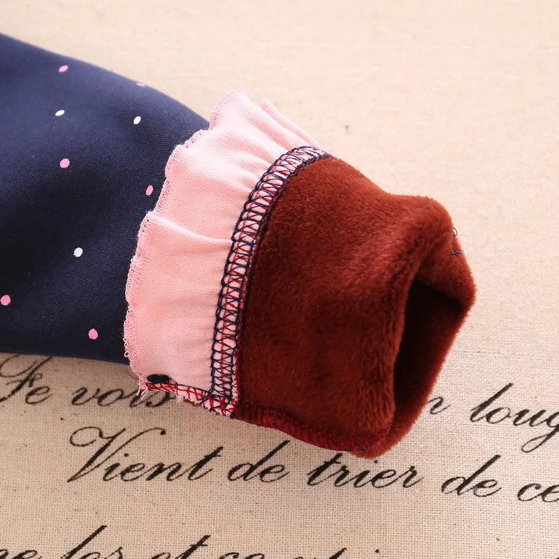 Хлопковые плотные теплые леггинсы в горошек для девочек коллекция 2016 года зимние