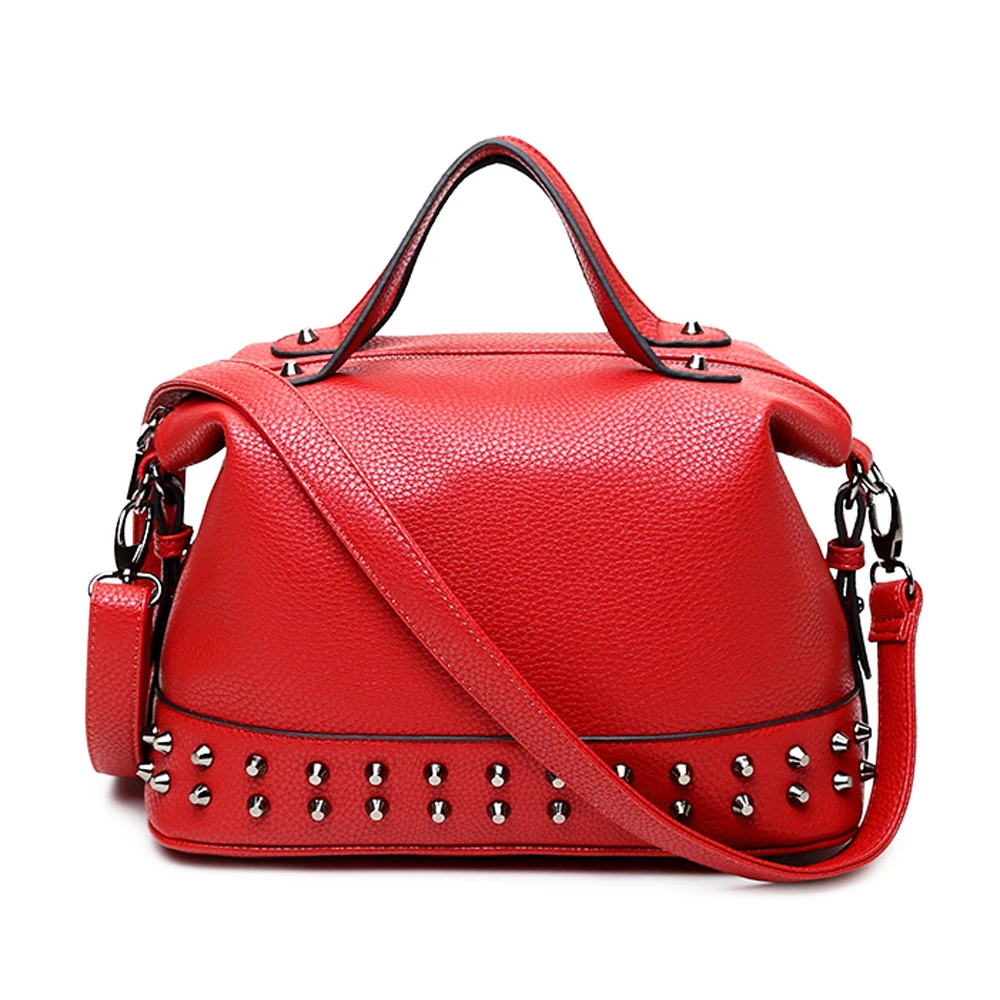 Сумка ALIEME женская с заклепками саквояж на плечо модный чемоданчик кросс боди