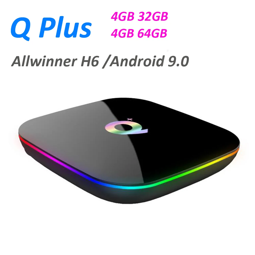 Приставка Смарт ТВ Q Plus Android 9 0 4 + 32/64 ГБ 1080p 4K USB3.0 5 шт.|ТВ-приставки и медиаплееры| |