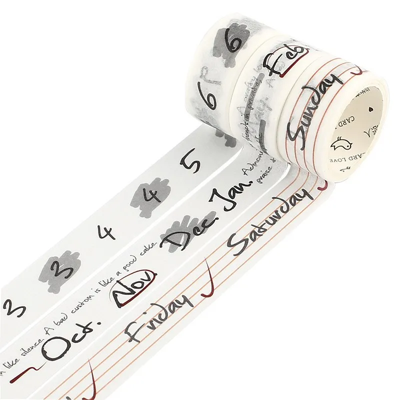 3 рулона/набор винтажный с цифрами датой ретро ежедневный план на неделю лента