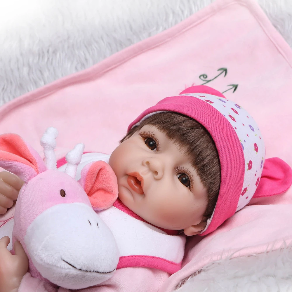 22&quotgirl doll reborn babies silicone vinyl children toy pink blanket real cute bebe alive dolls | Игрушки и хобби