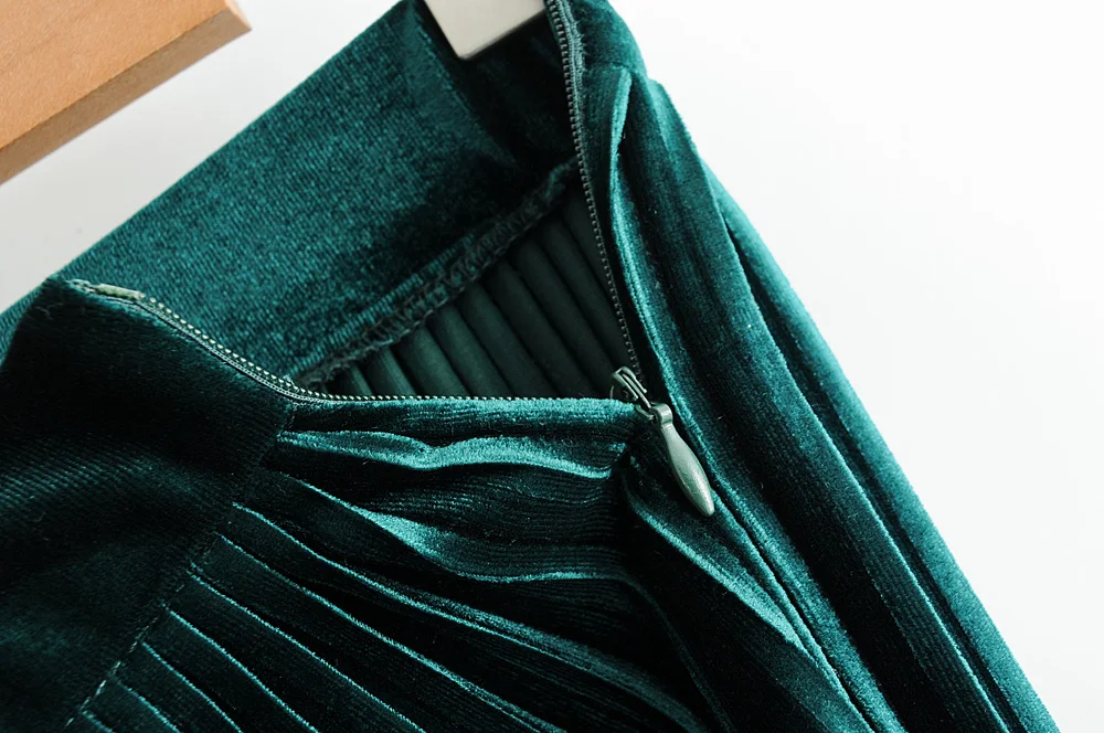 Женские плиссированные юбки вельветовые до колена в стиле ампир однотонные