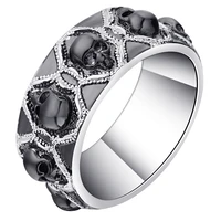 newest design mens black skull ring rhodium plated womens party finger ring punk jewelry size 5 12