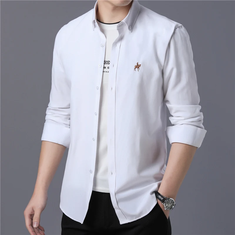 2019 рубашка мужская Длинный рукав Оксфорд ткань slim fit дыхание comfrotable качество