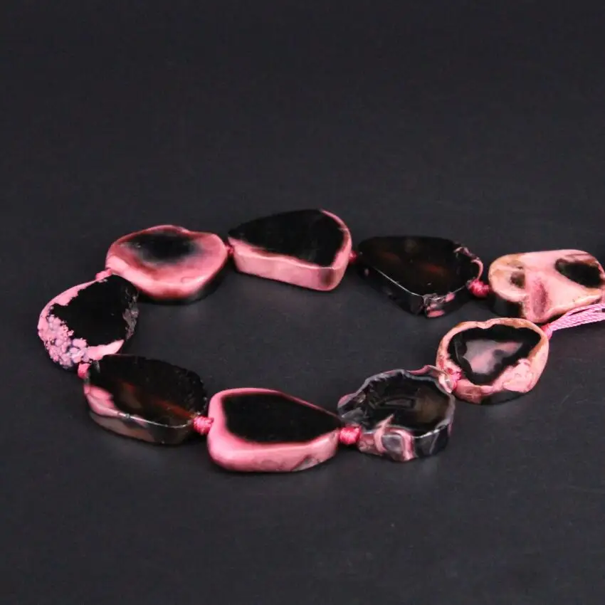 Прибл. 13 шт./нитка розовый черный натуральный кулон Агаты друза бриллианты